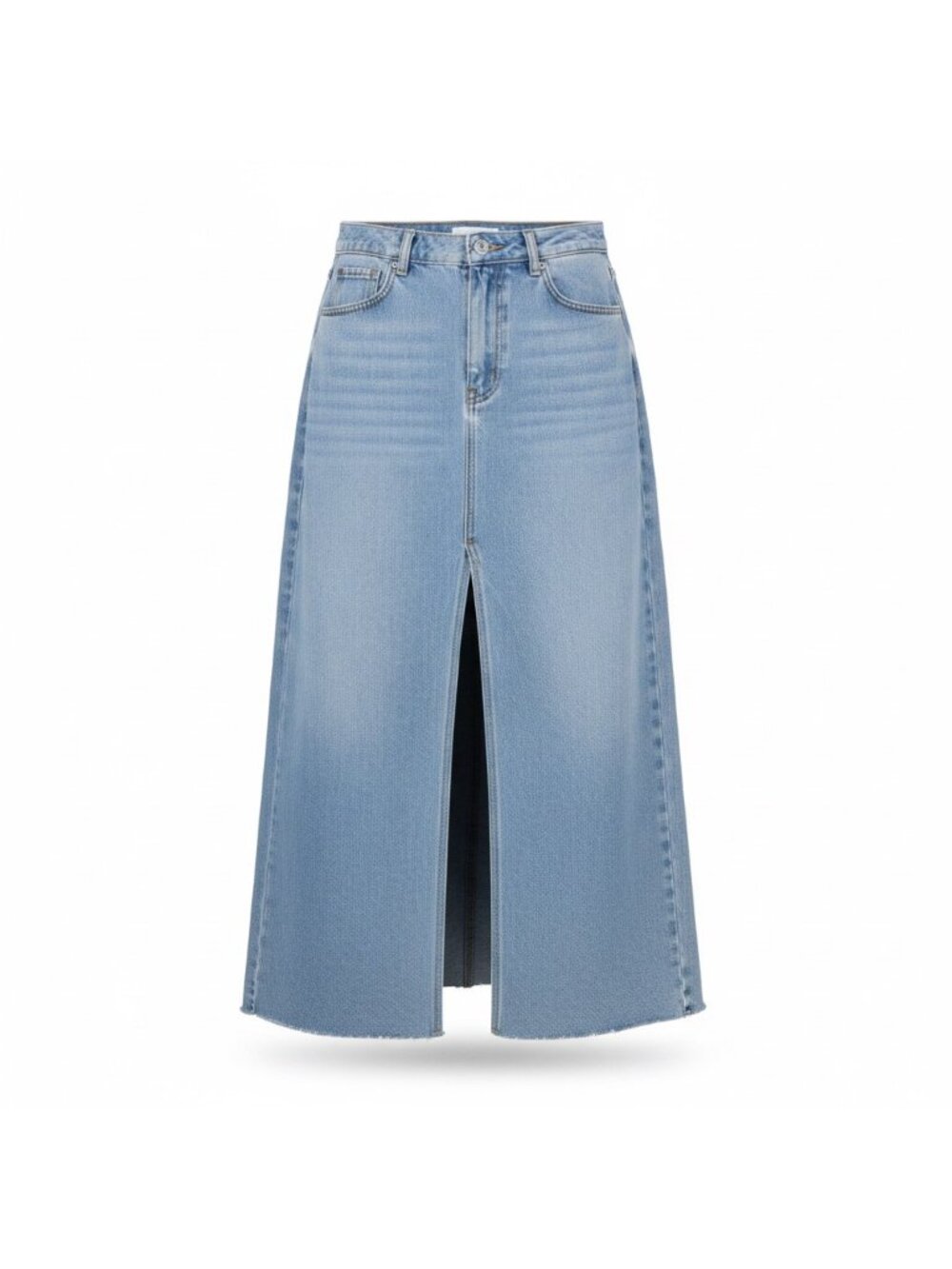 By Together Womens Light Blue Cotton Denim Maxi Skirt With Front Slit Size L